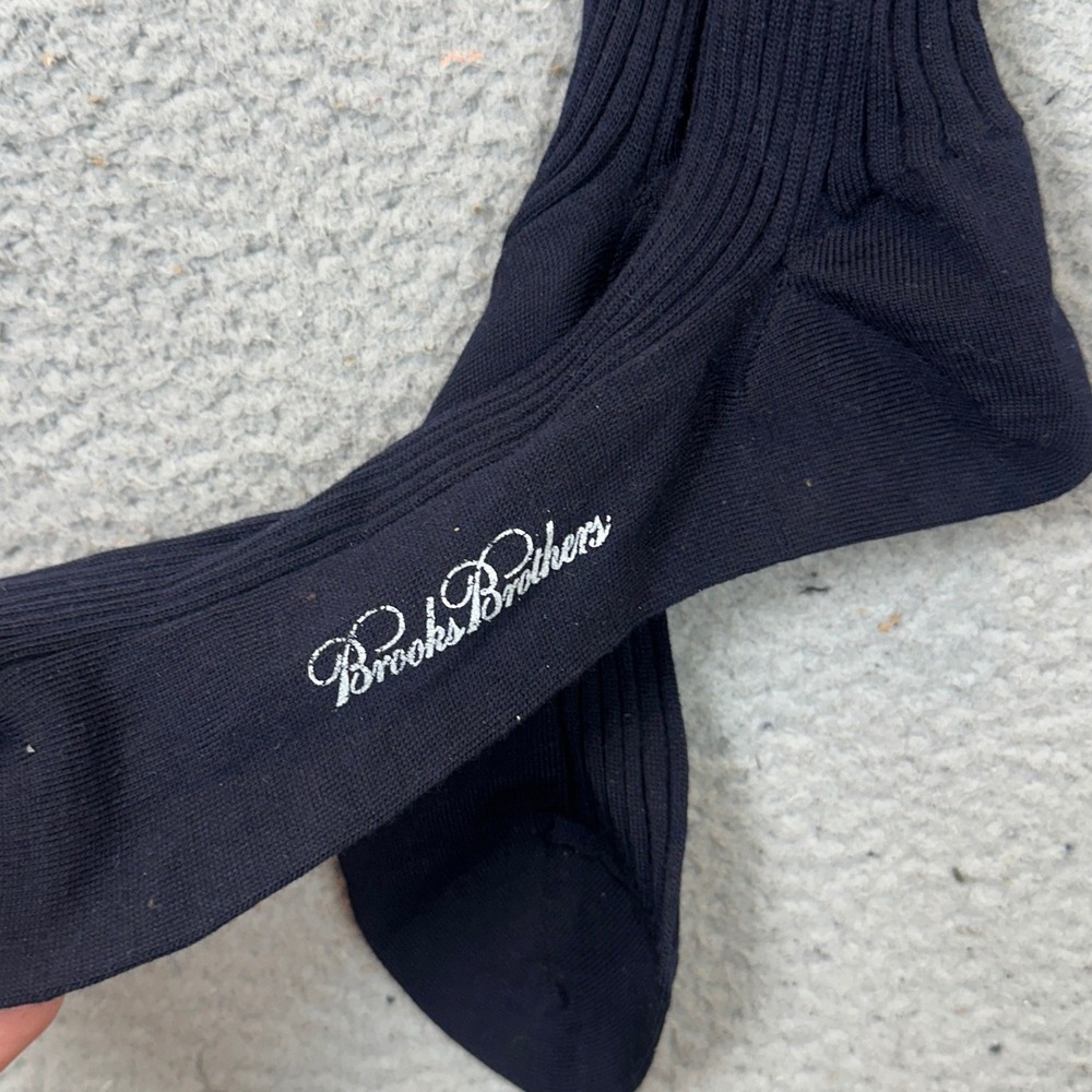NEW Brooks Brothers Merino Wool Socks Mens 7.5-12 Navy Blue Over The Calf Ribbed